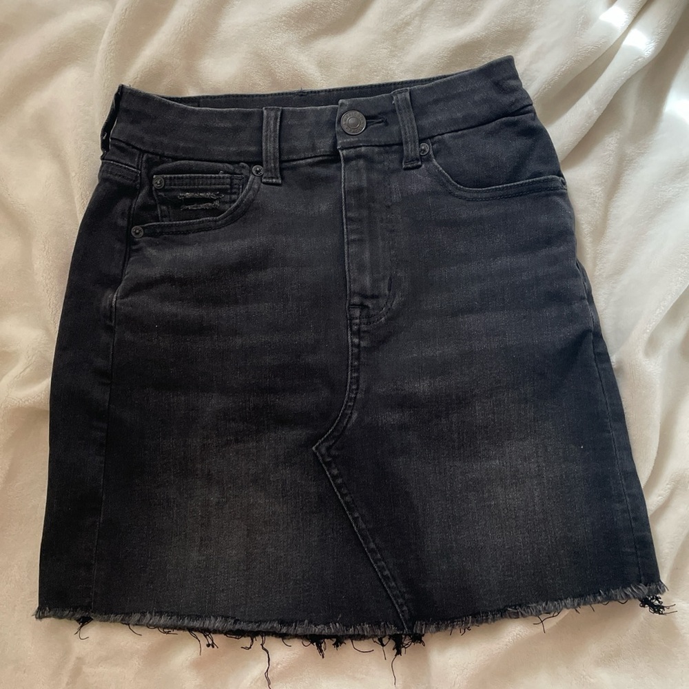 Classic Black Denim Skirt